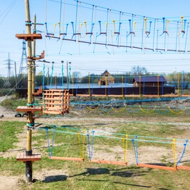 Rope park on artificial poles in Arkhangelsk